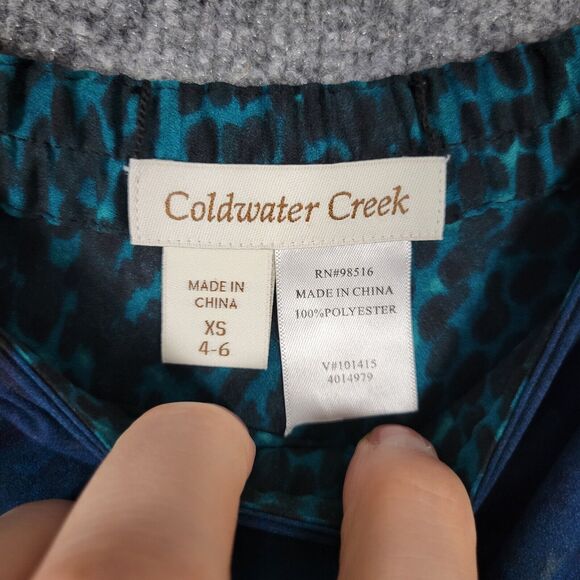 COLDWATER CREEK Reversible Blue Artsy Watercolor Teal Leopard Skirt SIZE XS 4-6 - Picture 7 of 10